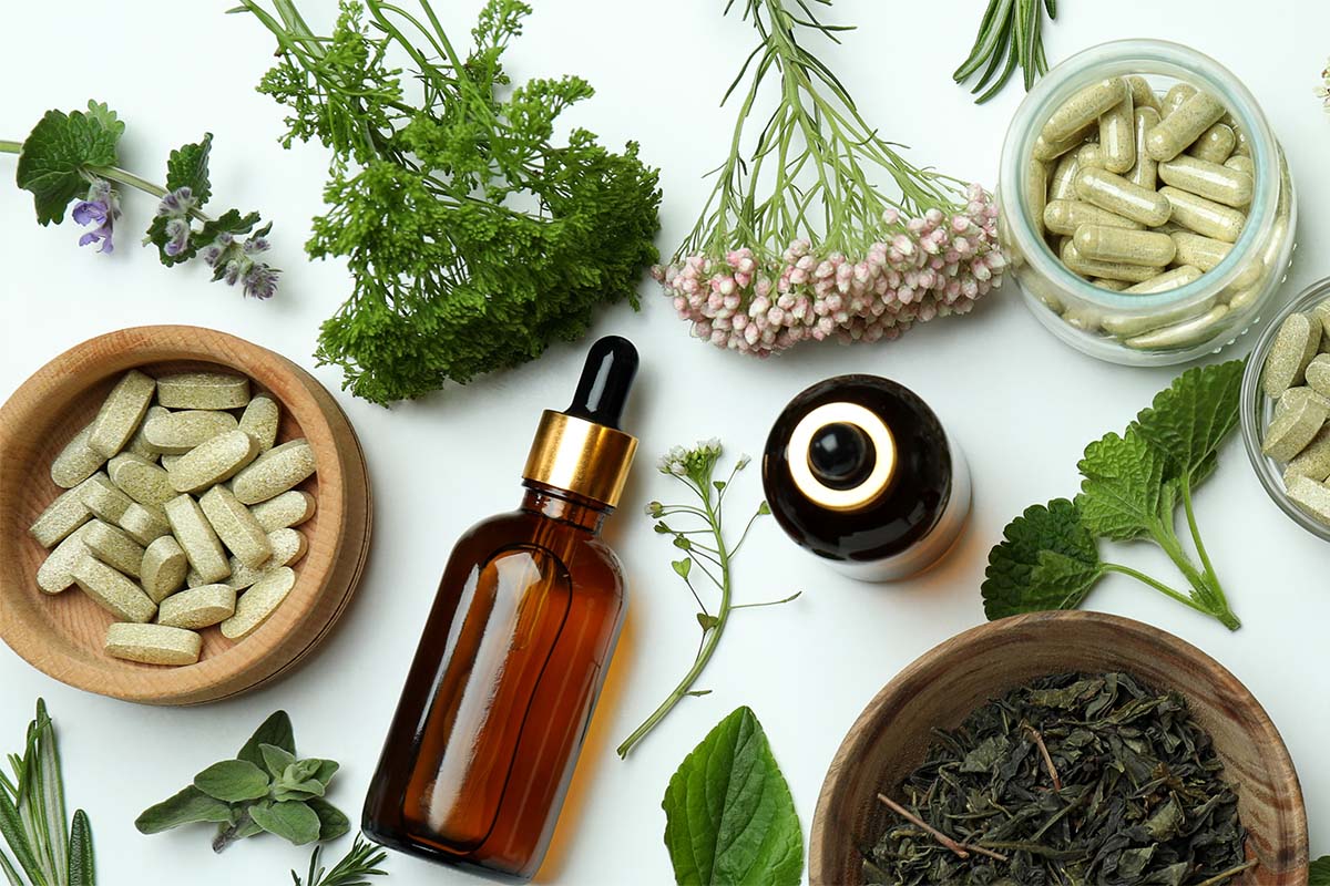 image of herbs and capsules for natural healing